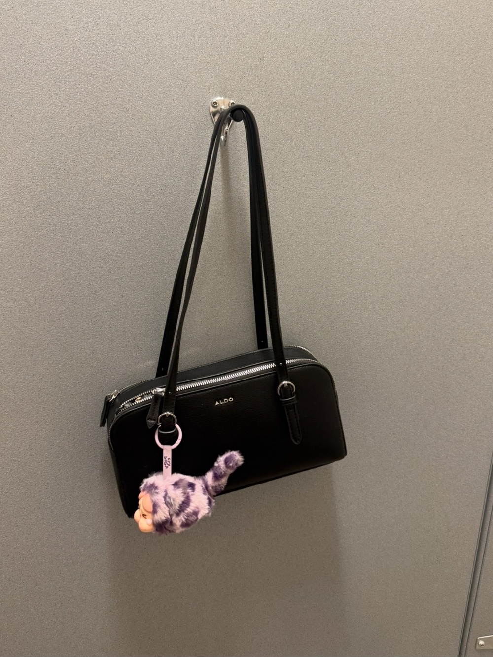 ALDO Black Shoulder Bag with zippers